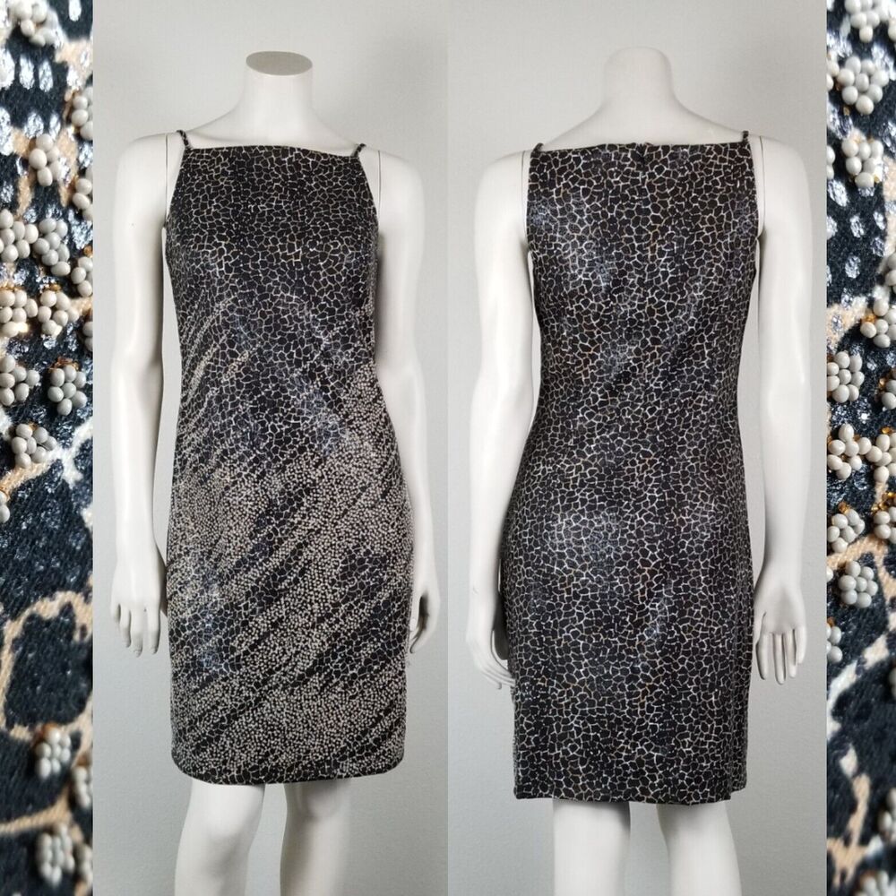 Caren Desiree Company CDC Bead-Encrusted VTG 90s Mob Wife Mini Dress Size 4